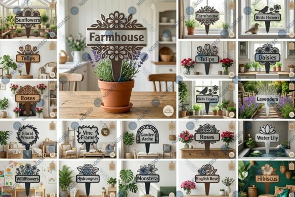 Download Flower Stake Name Sign SVG Mega Bundle - Bundle Collection