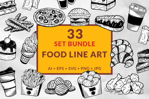 Download 33 Bundle Fastfood Drink Coffee Burgers - Bundle Collection