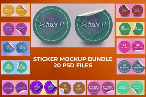 Download Realistic Round Sticker Mockup Bundle - Bundle Collection