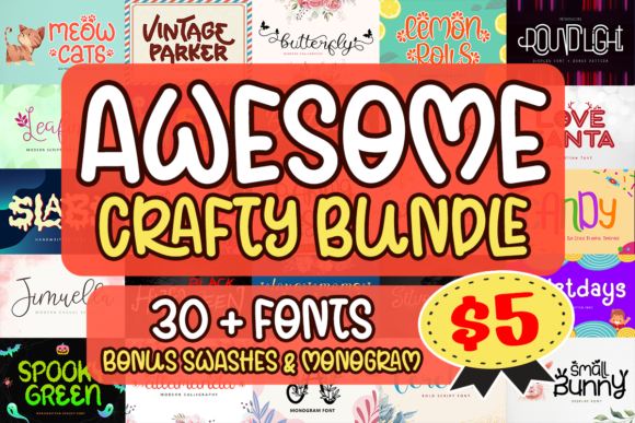Download Awesome Crafty Font Bundle - Vol. 01 - Bundle Collection