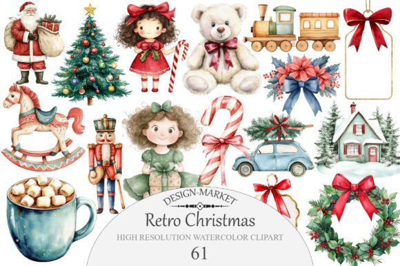 Download Retro Christmas Clipart Bundle - Bundle Collection