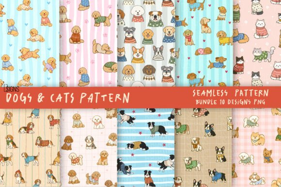 Download Cute Dog Cat Lover Pattern Bundle - Bundle Collection